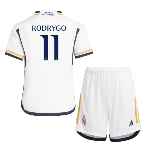 Real Madrid Rodrygo Goes #11 Domácí dres pro děti 2023-24 Krátký Rukáv (+ trenýrky)